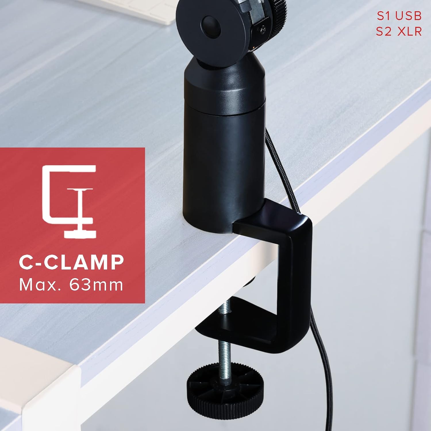 Adjustable Aluminium Microphone Boom Arm Stand with 10 feet Type C USB Cable, Pack of 2 S8264