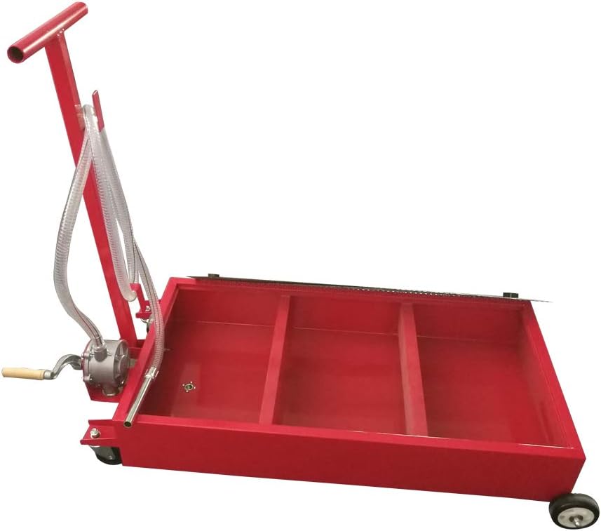 Red 20 Gallon Oil Drain Pan with Pump and 8' Hose O5549