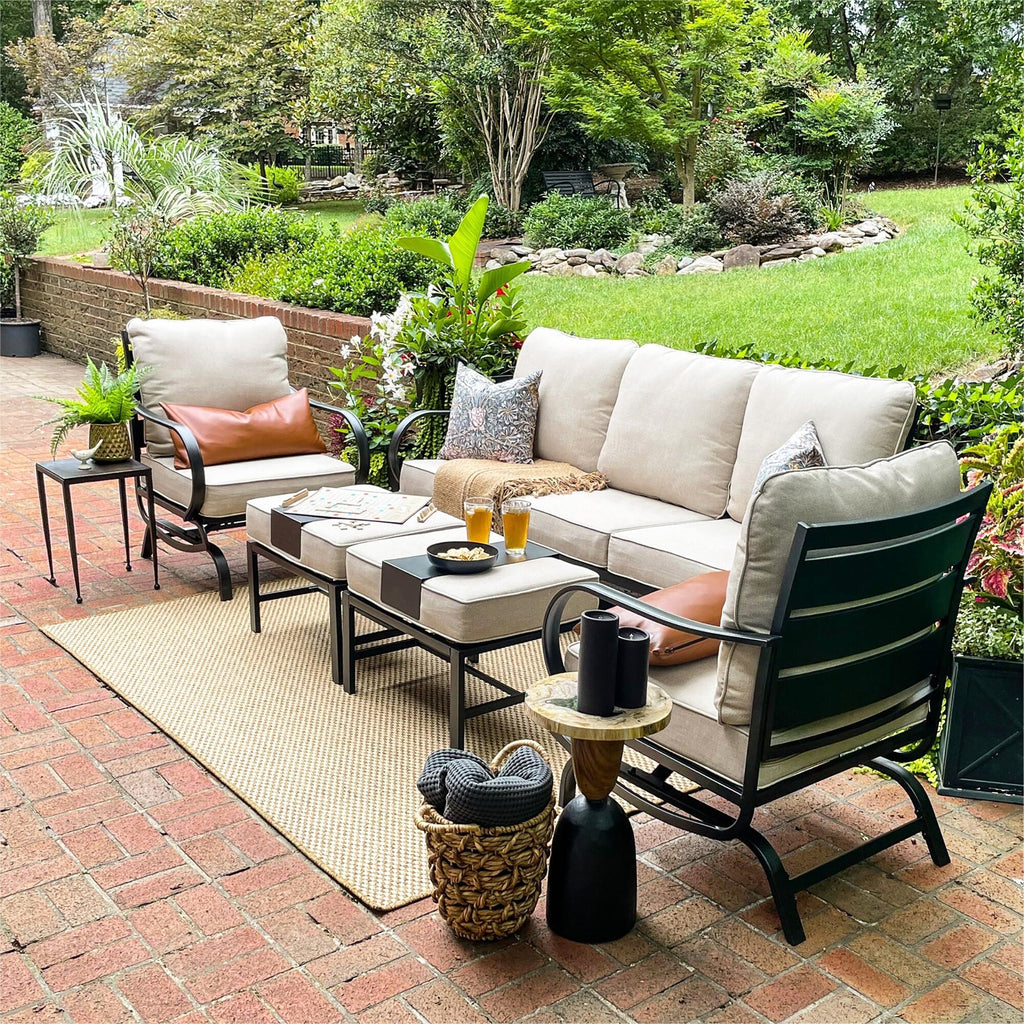 6-Piece Patio Conversation Set with Sofa, Ottoman and Coffee Table P2367