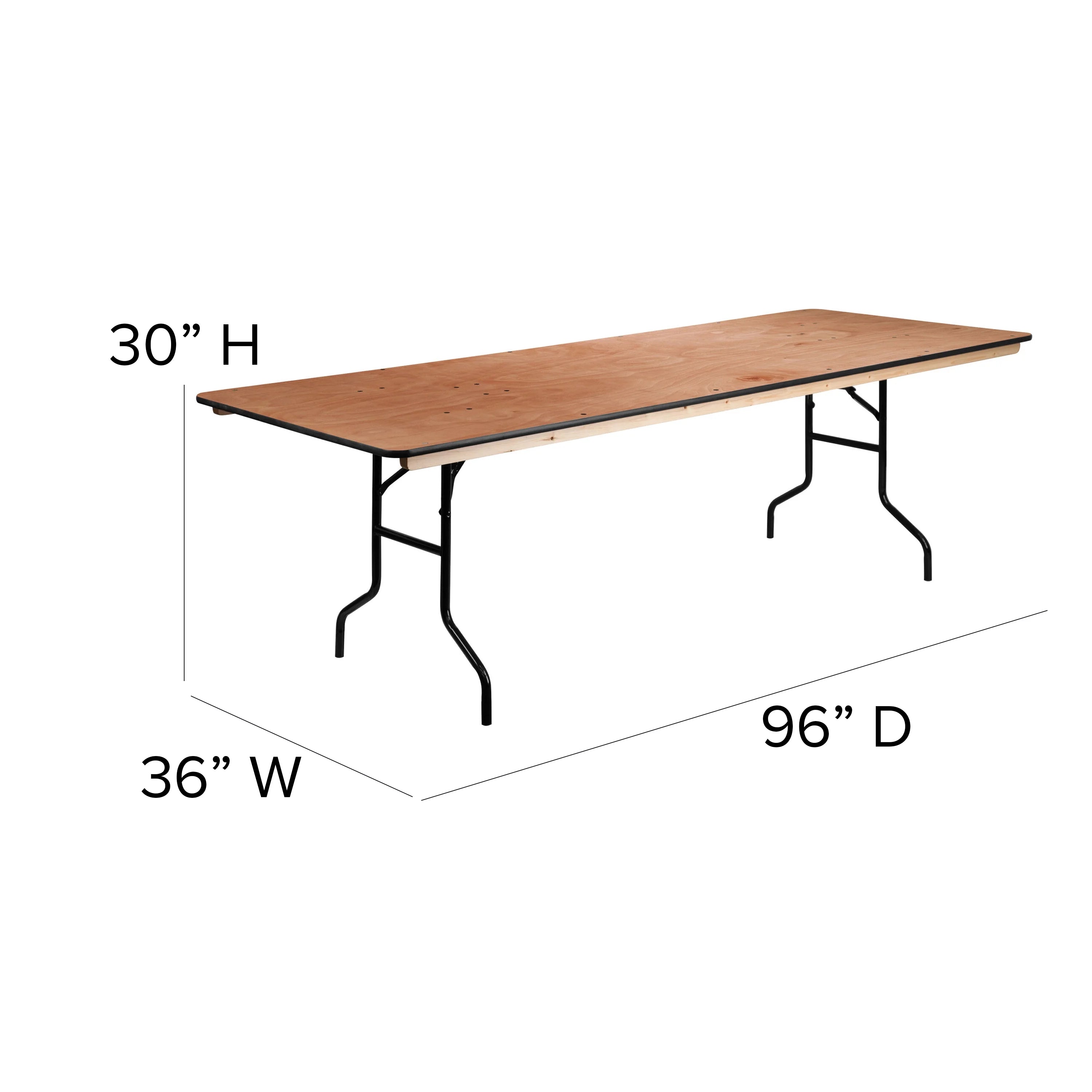 8-Foot Rectangular Wood Folding Banquet Table G68224