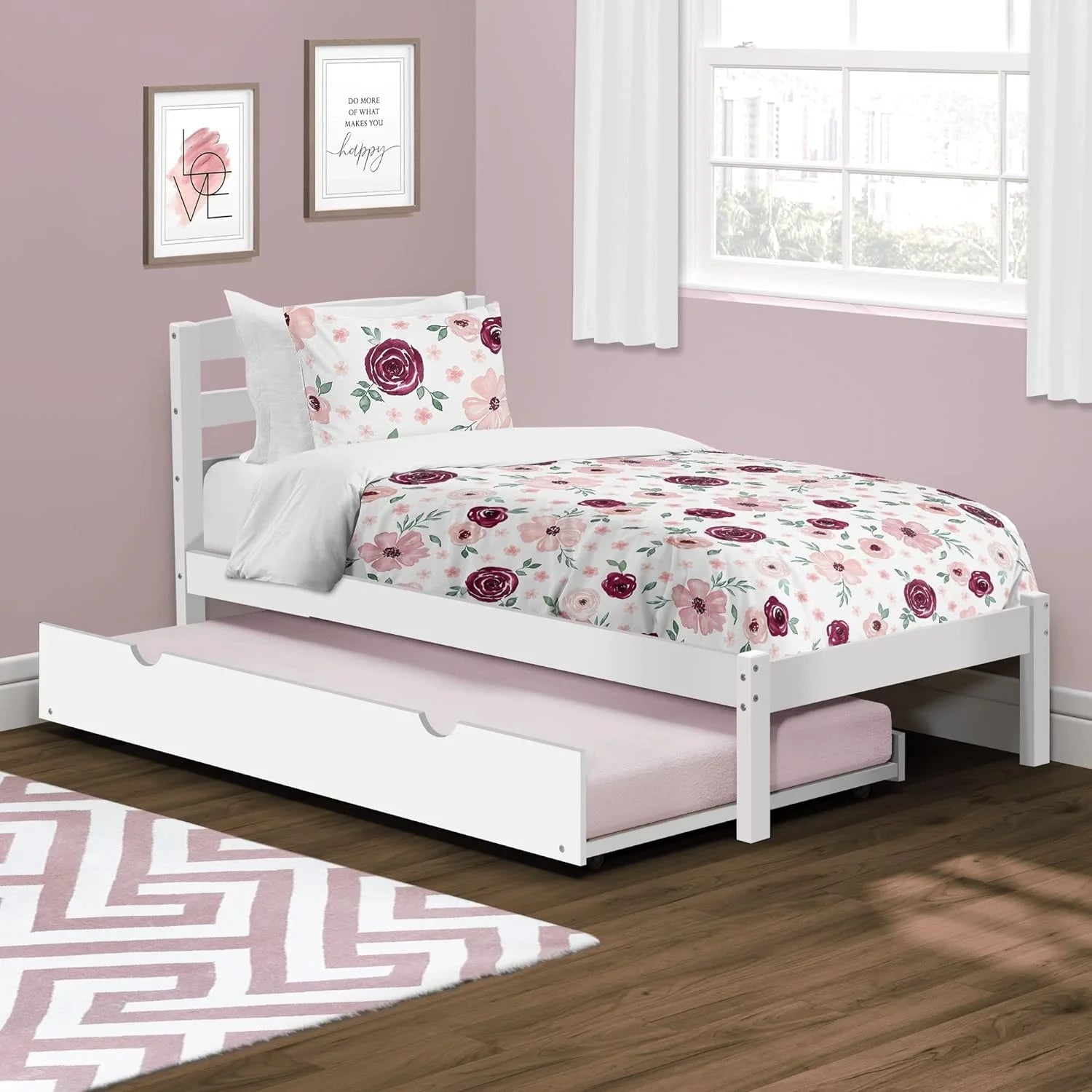 White Pine Wood Trundle Bed D99531