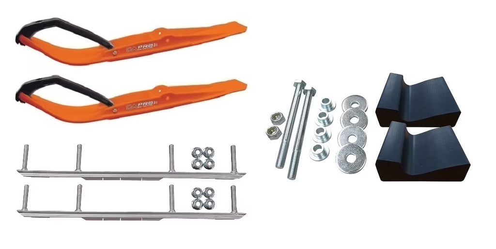 Orange Razor Snowmobile Skis with 6" Shaper Bars Complete Kit D22857