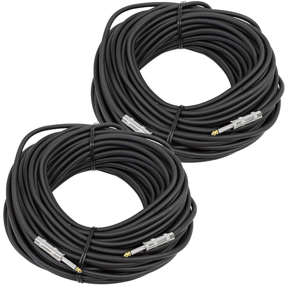 Pair of 100 Feet 1/4 to 1/4 Pro Audio Speaker Cables 14 Gauge B16585
