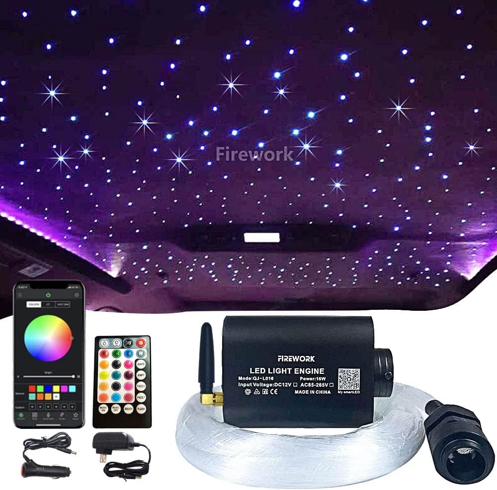 460pcs 0.03in 9.8ft Bluetooth RGBW LED Fiber Optic Star Ceiling Light Kit A95839