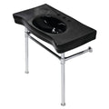 Black Console Sink Basin with Stainless Steel Leg Z735