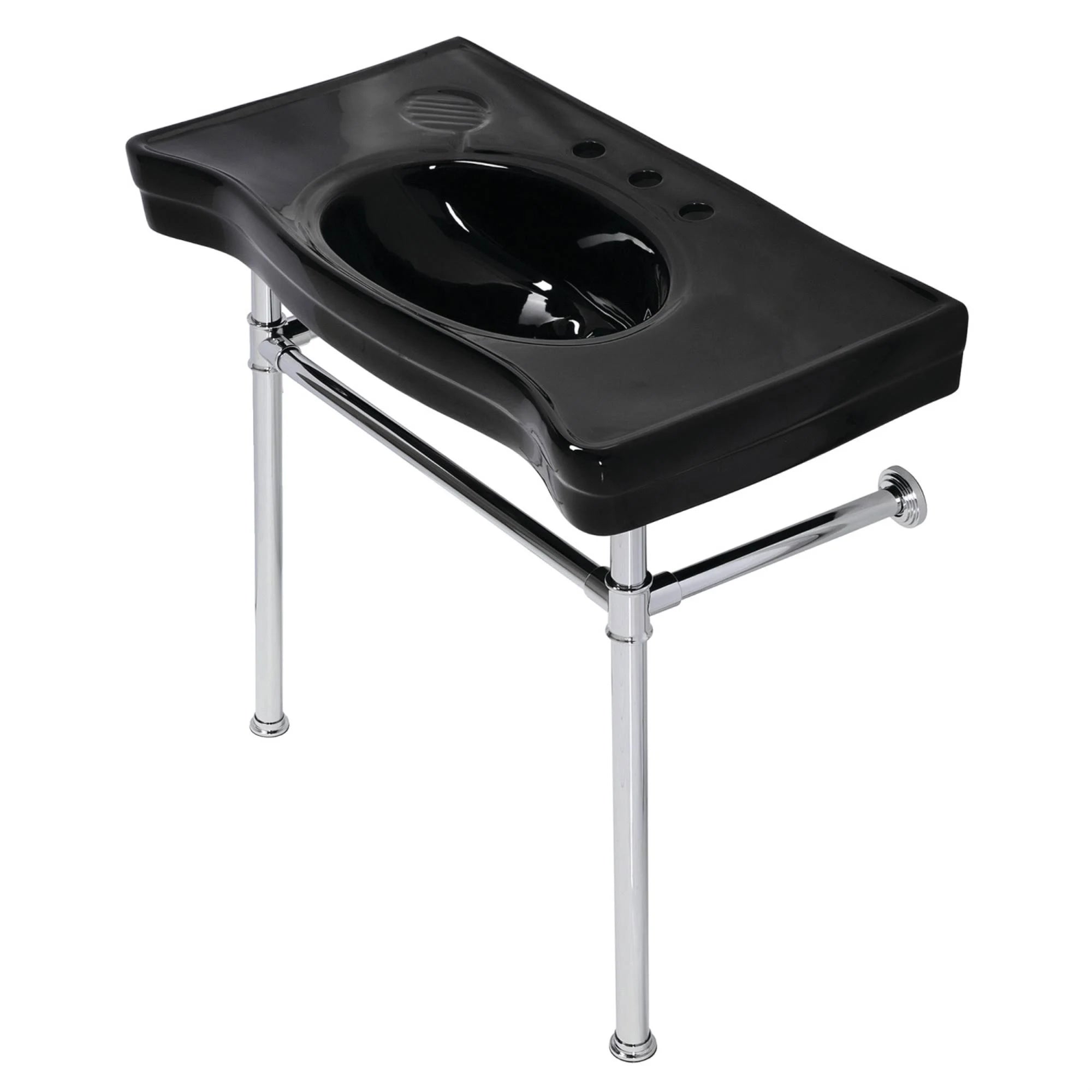 Black Console Sink Basin with Stainless Steel Leg Z735