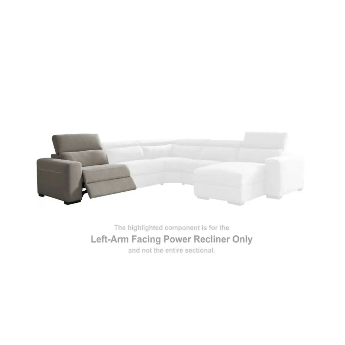 Fabric Upholstered Left Arm Facing Power Recliner Gray T69626
