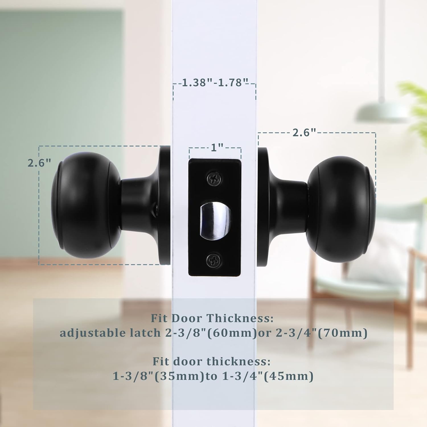 Black Passage Door Knobs Round Style 4 Pack J692136