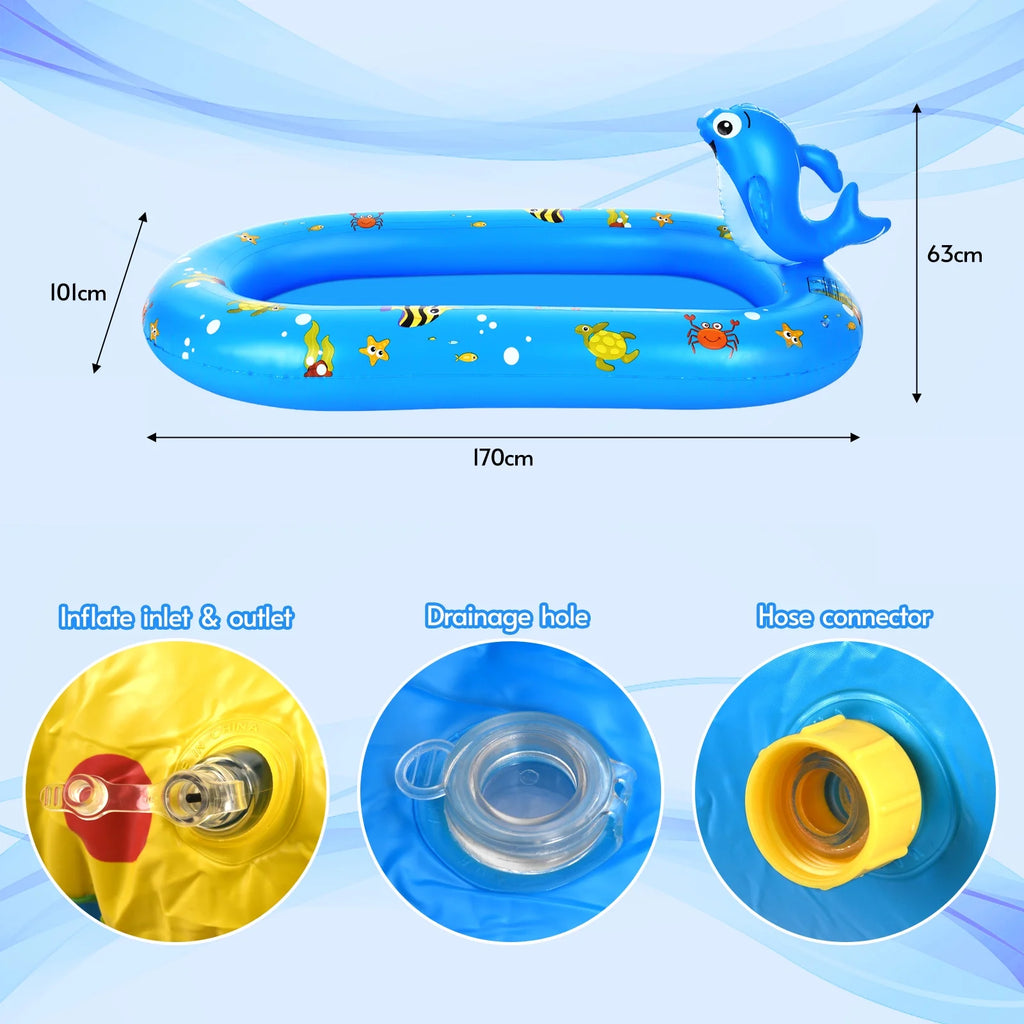 Dolphin Inflatable Sprinkler Pool 67 * 40in Q978