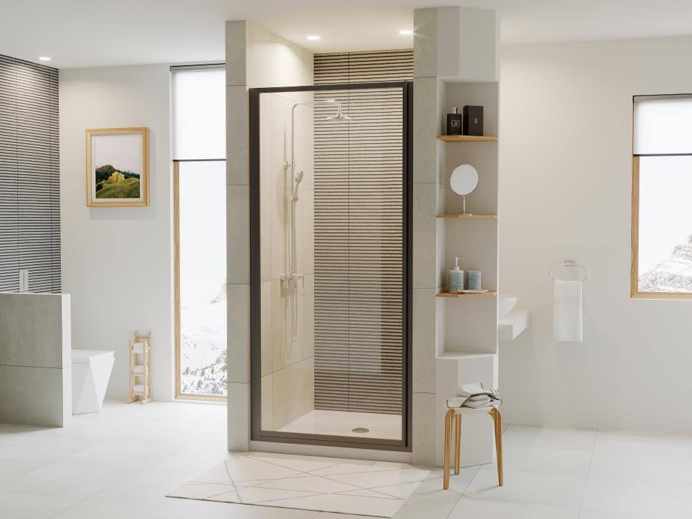 36x22 x 64x22 Framed Hinge Shower Door in Black Bronze S1131
