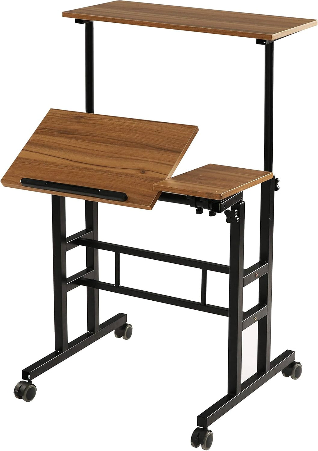 Dark Grain Height Adjustable Mobile Standing Desk L361840