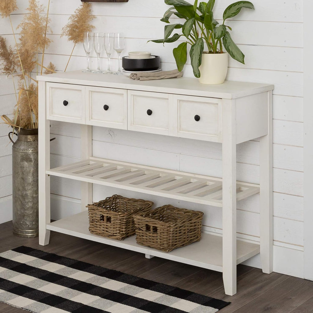 White 48 Inch Wood Buffet Sideboard Cabinet J583