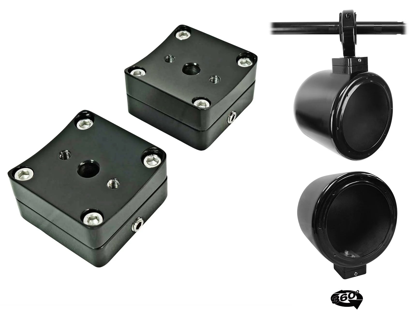7.7" 360° Swivel Black Aluminum Surface Mount Speaker Pods V30720
