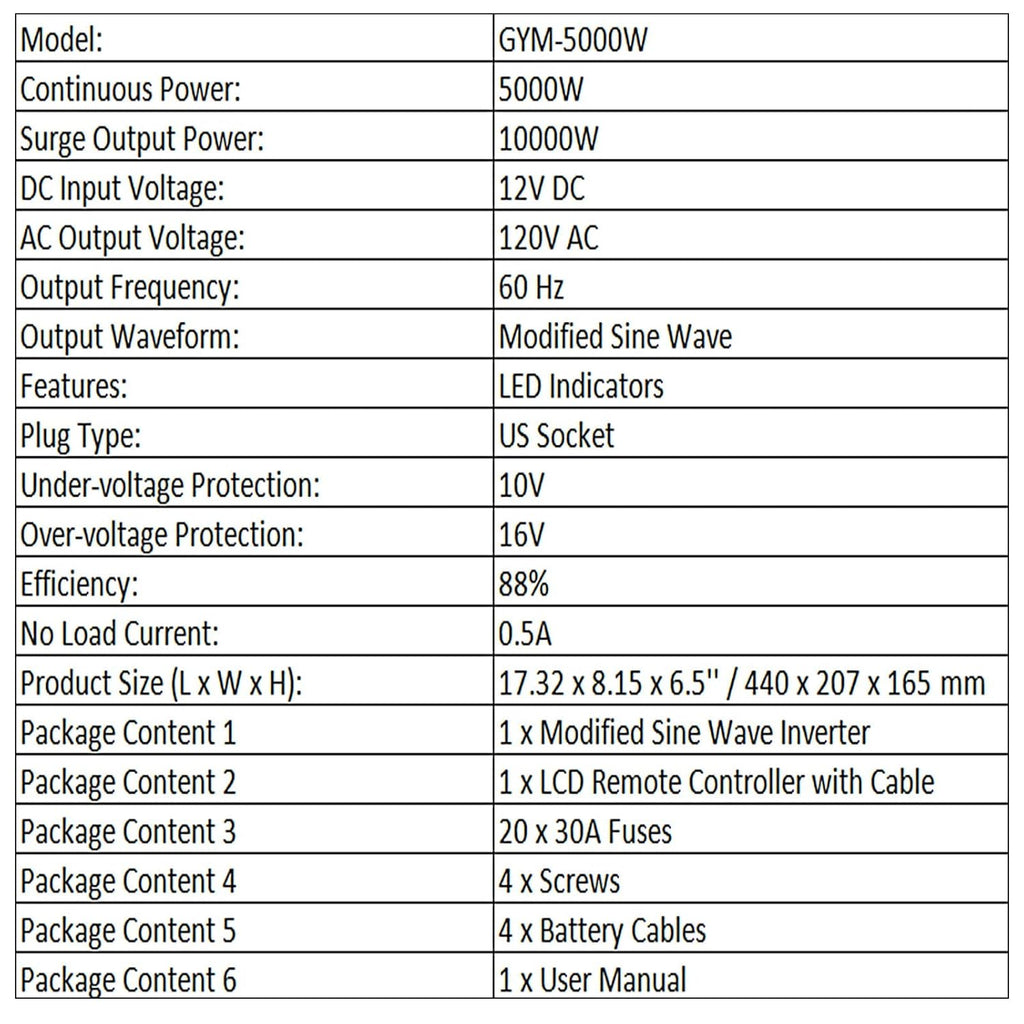 5000W Modified Sine Wave Power Inverter with LCD Remote Controller E791