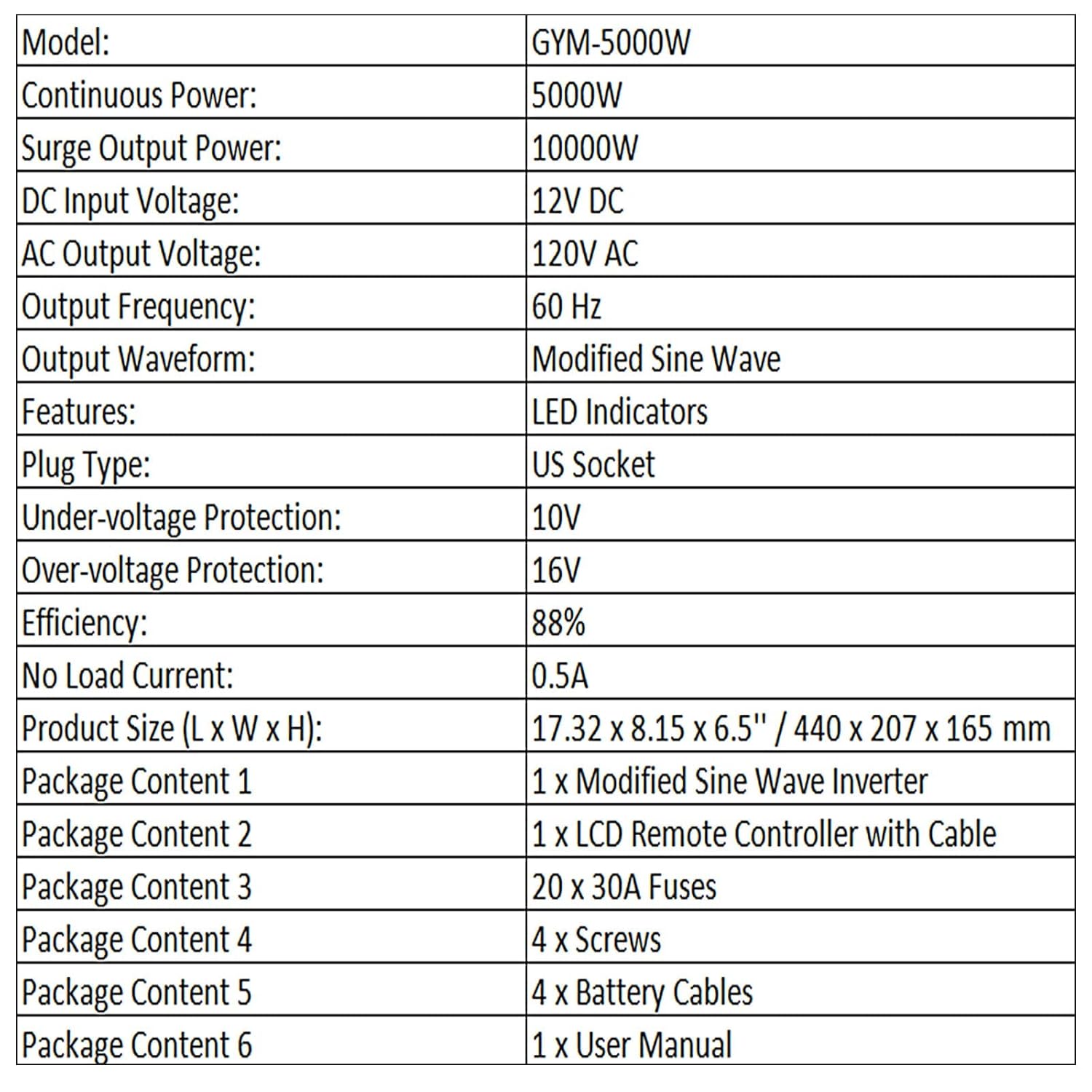 5000W Modified Sine Wave Power Inverter with LCD Remote Controller E791