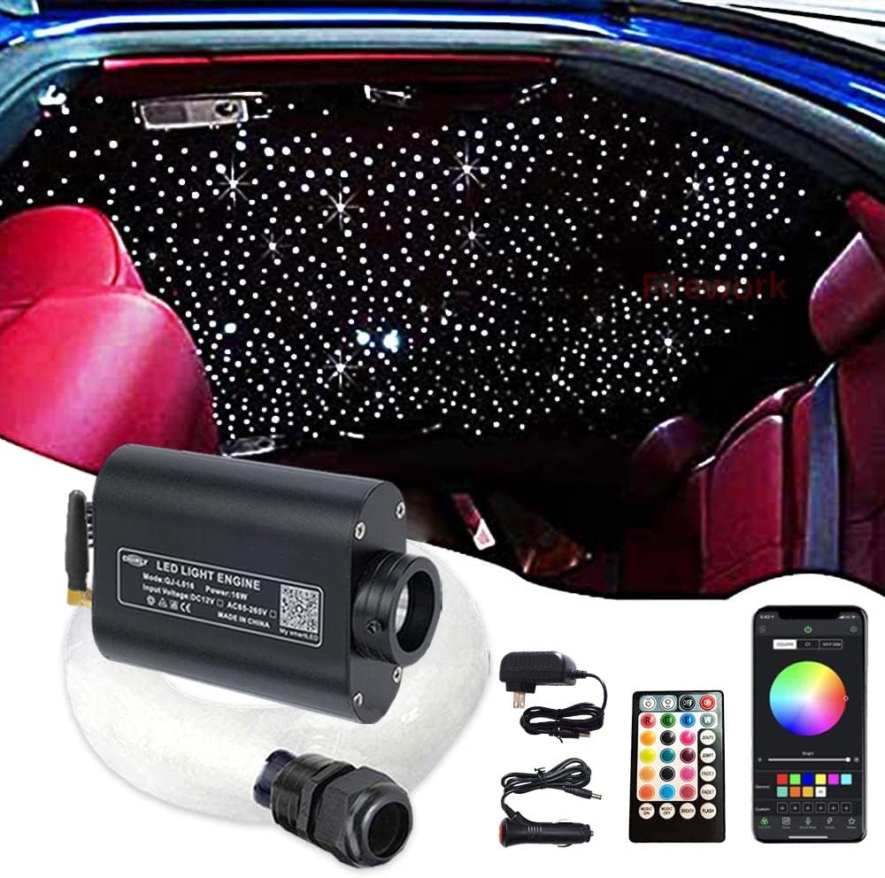 460pcs 0.03in 9.8ft Bluetooth RGBW LED Fiber Optic Star Ceiling Light Kit A95839