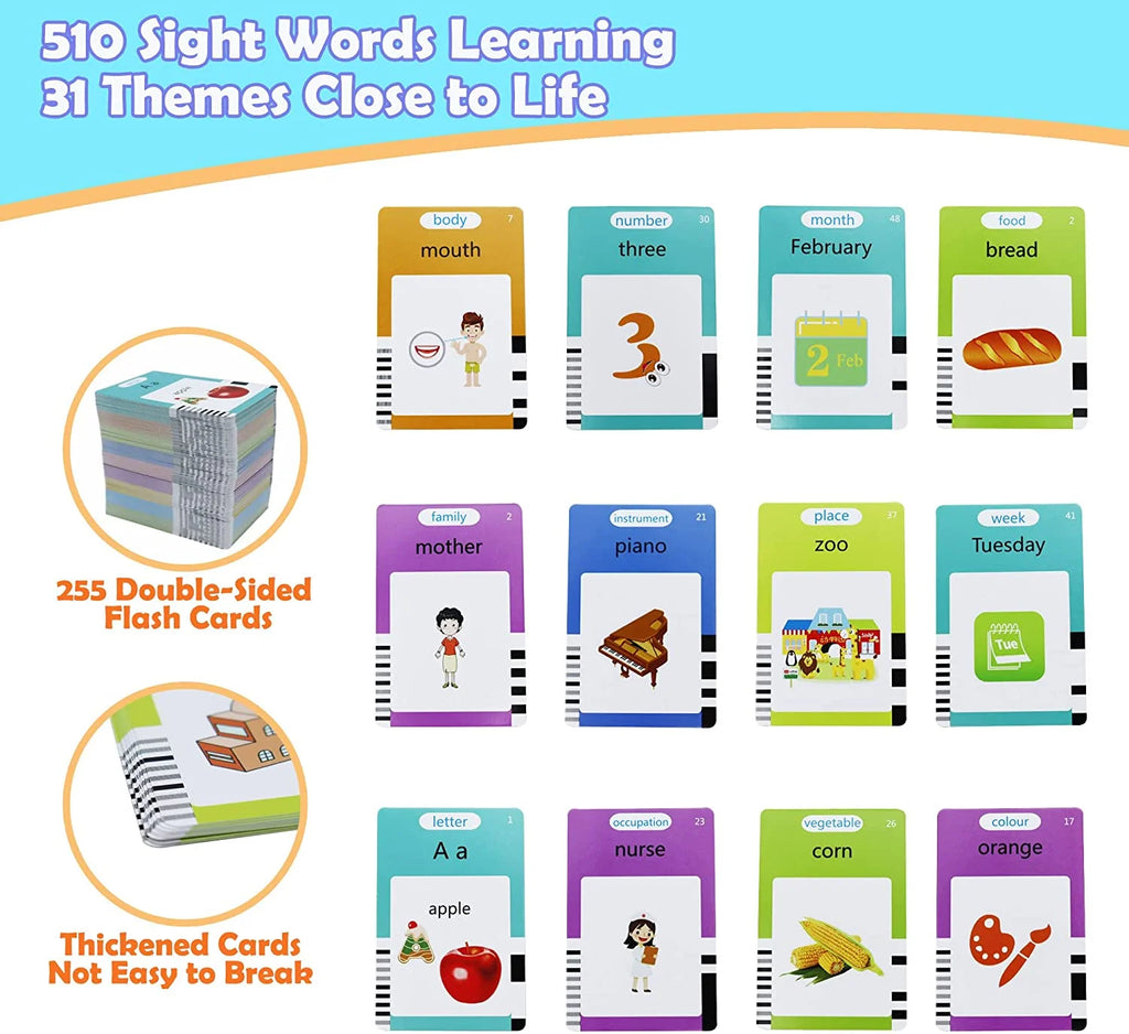 Talking Flash Cards with LCD Writing Drawing Tablet Toddler Toys 224 Words Blue B4068