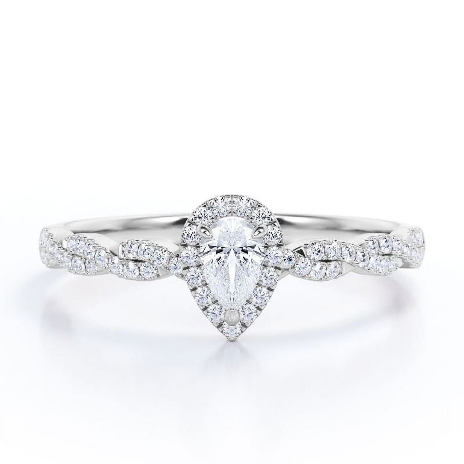 10K White Gold Pear Cut Diamond Engagement Ring O348369