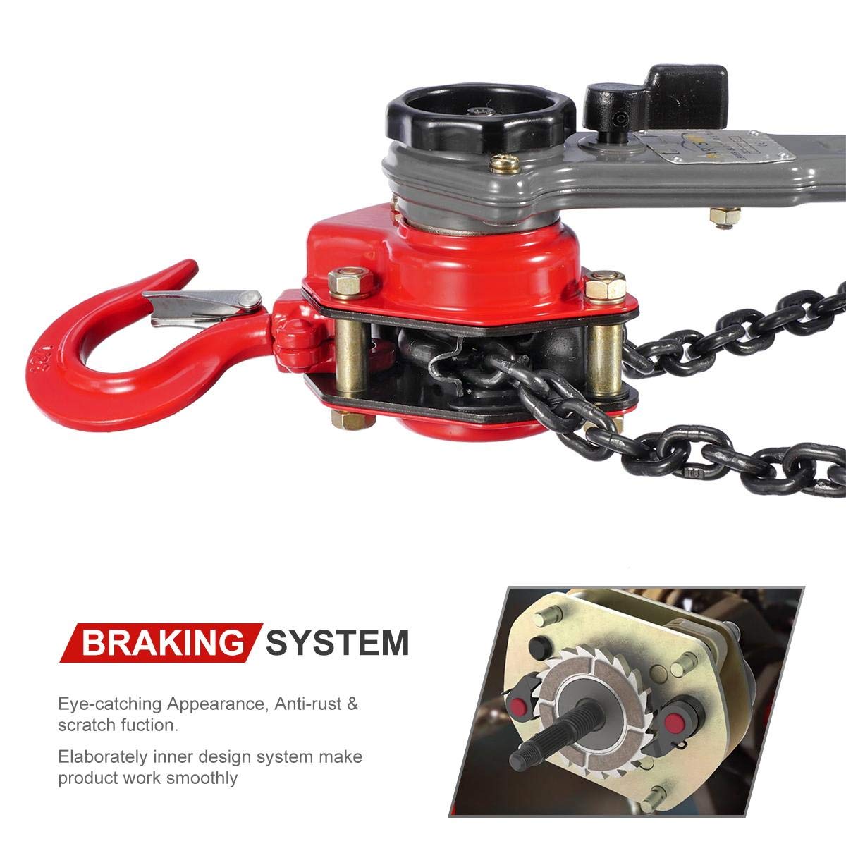 Lever Hoist Come Along 1/2 TON 5FT Lift 2 Heavy Duty Hooks A6097