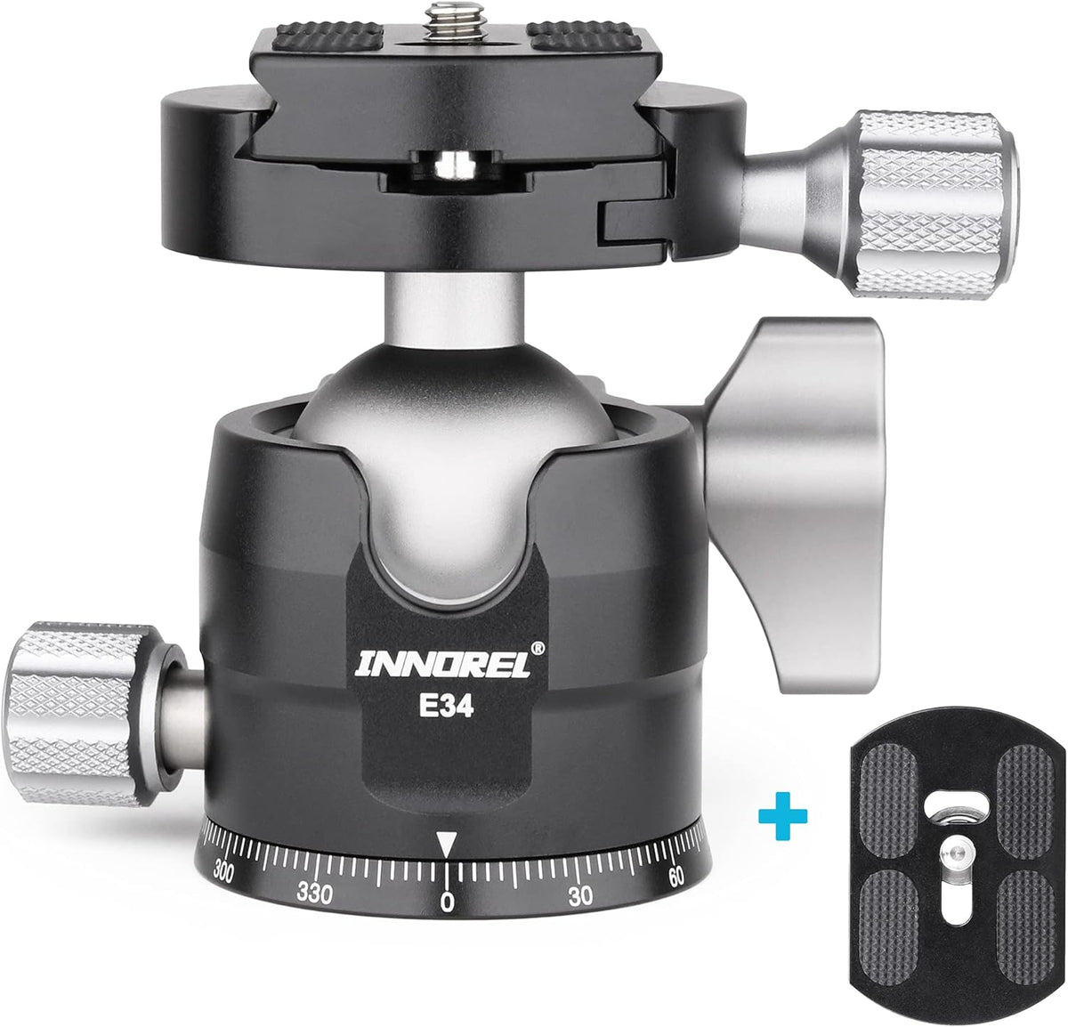 Low Profile CNC Metal Camera Tripod Ballhead with 1/4 Arca Swiss Quick Release Plate, Max Load 16kg, Pack of 2 N22438