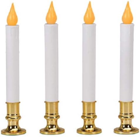 4-Pk Battery-Operated LED Candle, White/Brass, 9-In. L343995