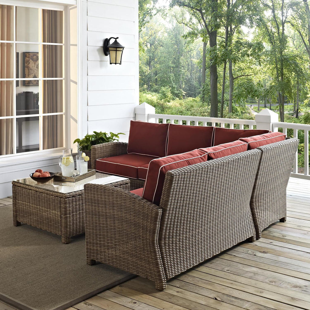 4Pc Outdoor Wicker Sectional Set Sangria Weathered Brown W840