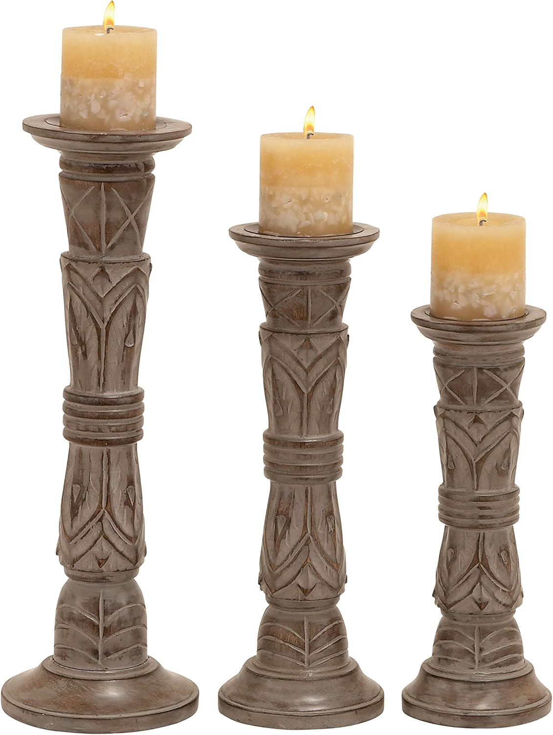 Set of 3 Wooden Candle Holder A3420
