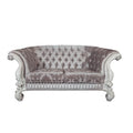 Ivory Velvet Love Seat Sofa with Toss Pillows B230649