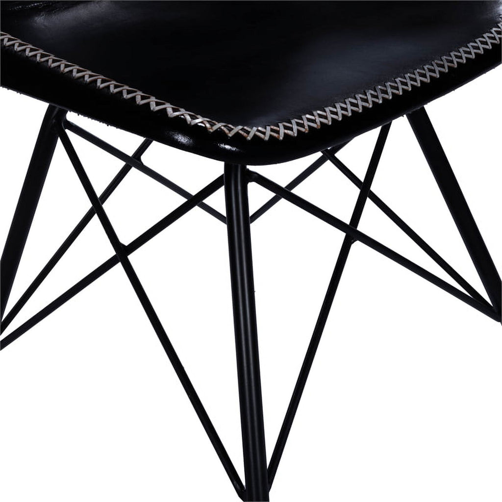 Black Leather Side Chair Set of 2 U86778