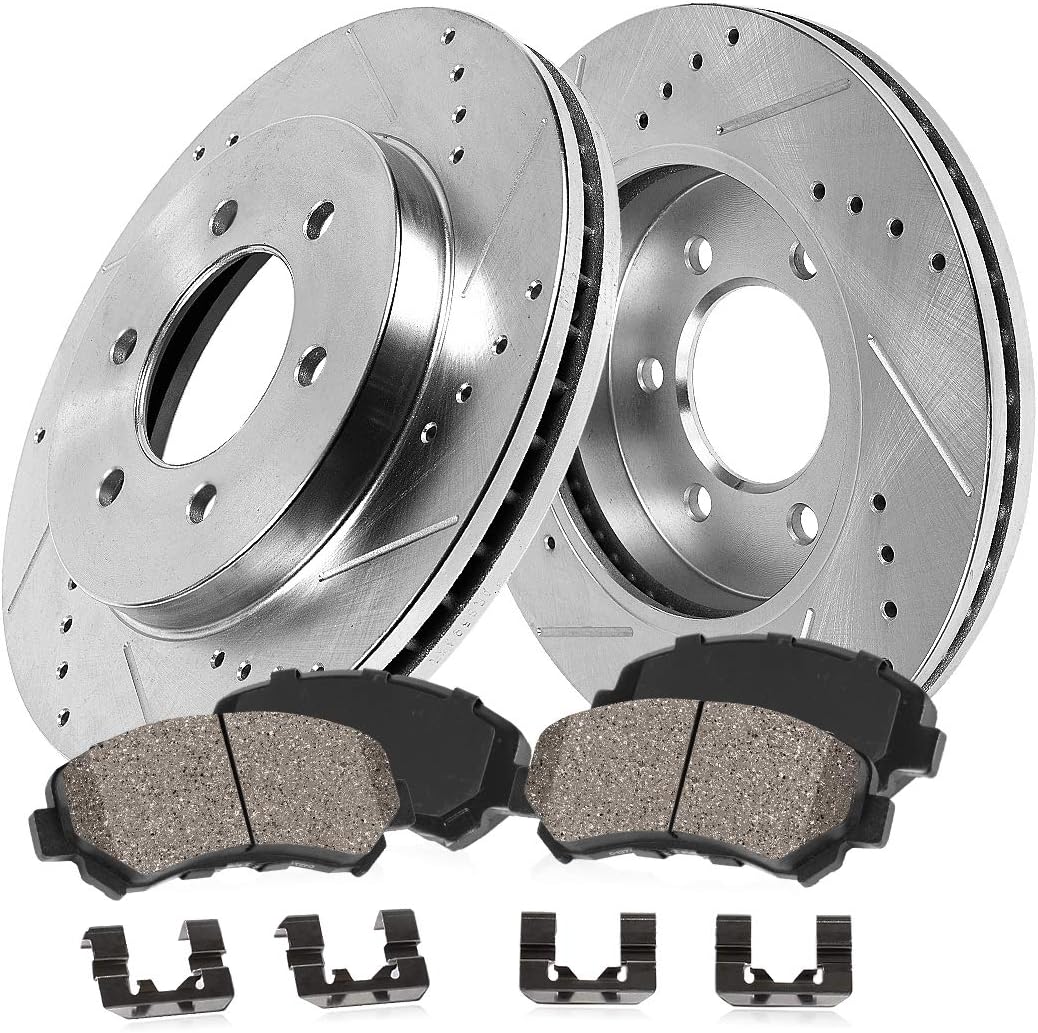 FRONT 287mm 6 Lug Rotors + Ceramic Brake Pads + Clips N21515