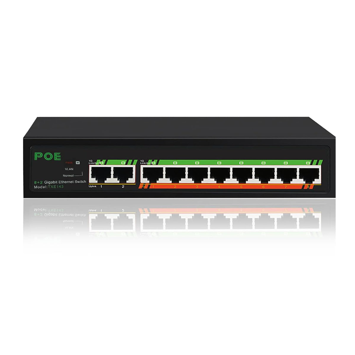 10 Port Gigabit PoE Switch, Unmanaged, Metal, Pack of 2 R670