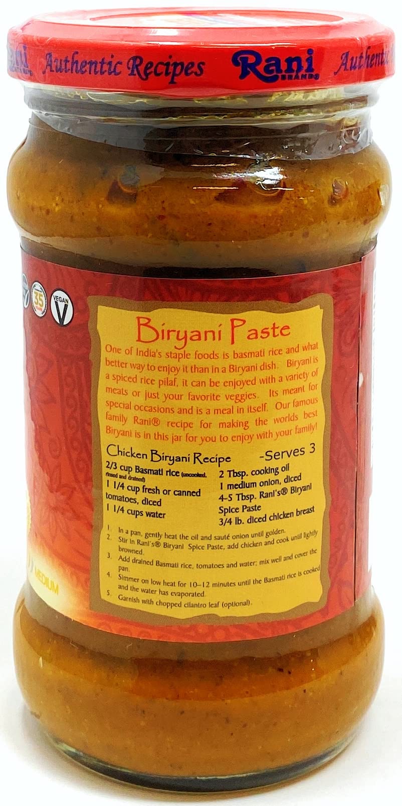 Biryani Masala Curry Paste 10.5oz Glass Jar, Pack of 5+1 E60700