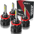 LED Headlights, H11 High Beam and H9 Low Beam, Xenon White, Pack of 4 Y893473