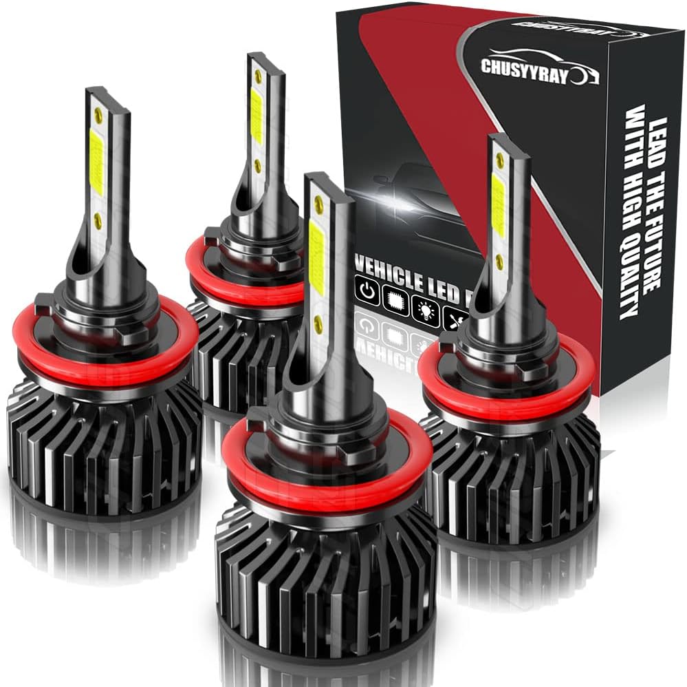 LED Headlights, H11 High Beam and H9 Low Beam, Xenon White, Pack of 4 Y893473