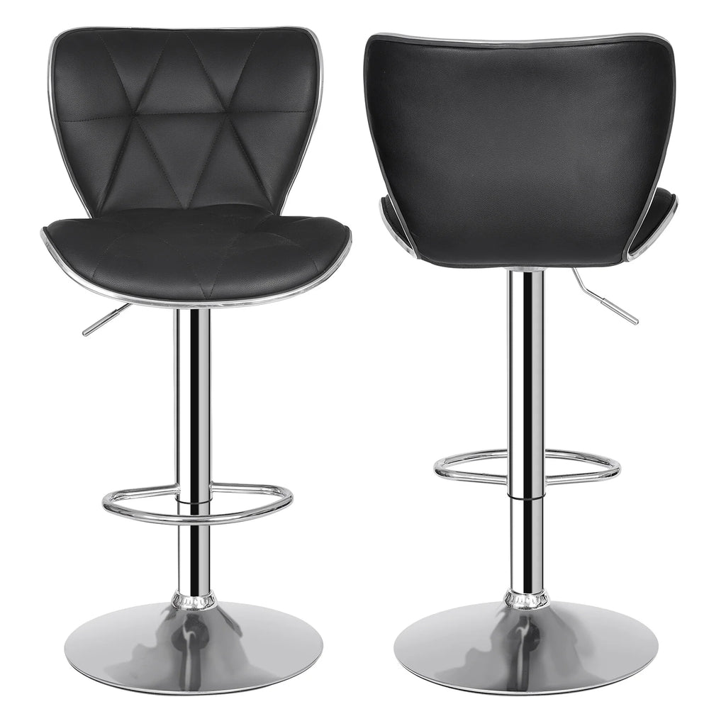 2 Pcs Adjustable Swivel PU Leather Bar Stools W8928