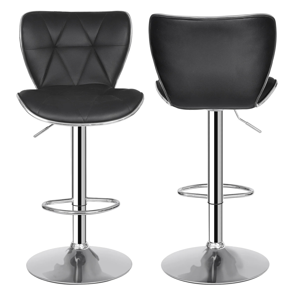 2 Pcs Adjustable Swivel PU Leather Bar Stools W8928