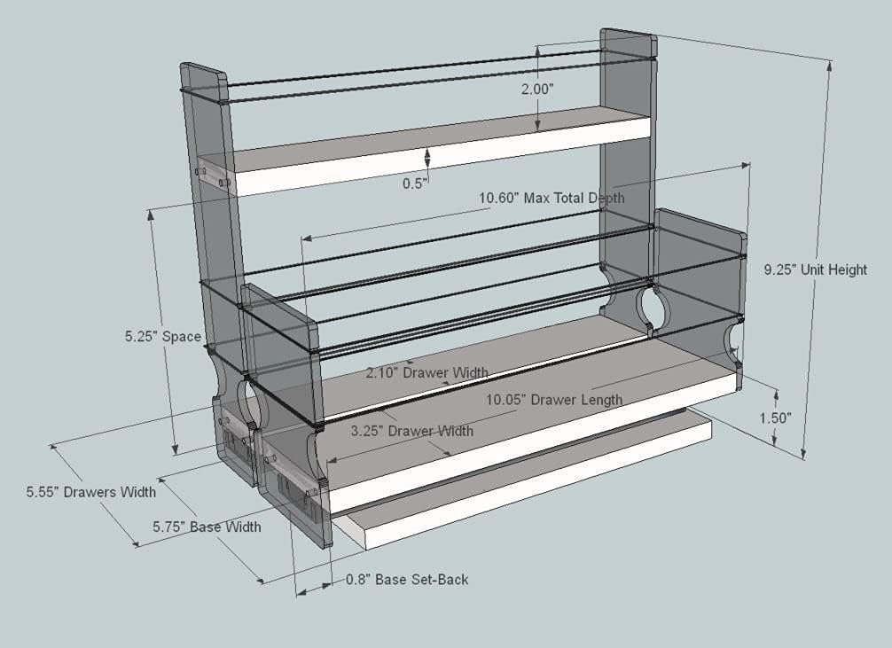 Combo 2 Tier Spice Rack Drawer and Storage Organizer Drawer L791
