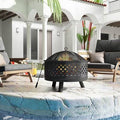 Red Steel Wood Burning Fire Pit T709776