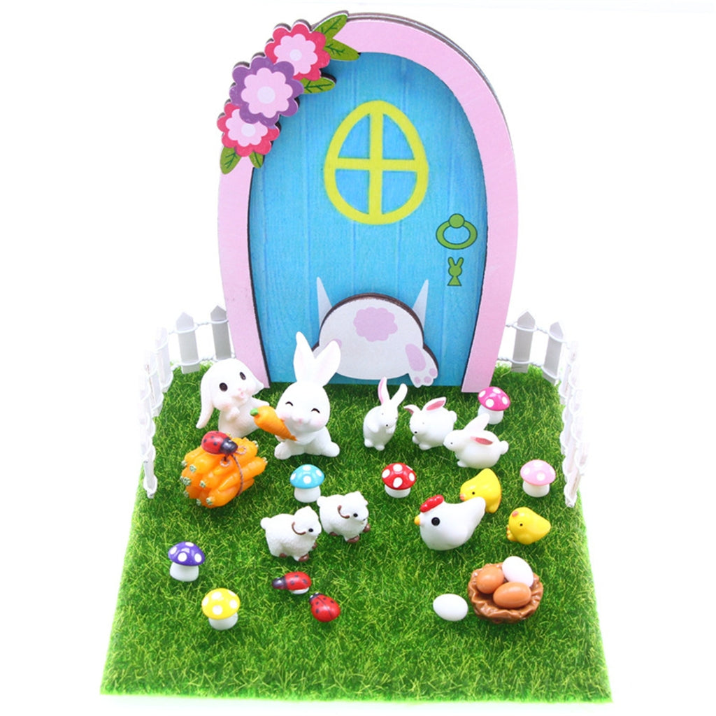 Dollhouse Miniature Easter Rabbit Garden Chick Door I766