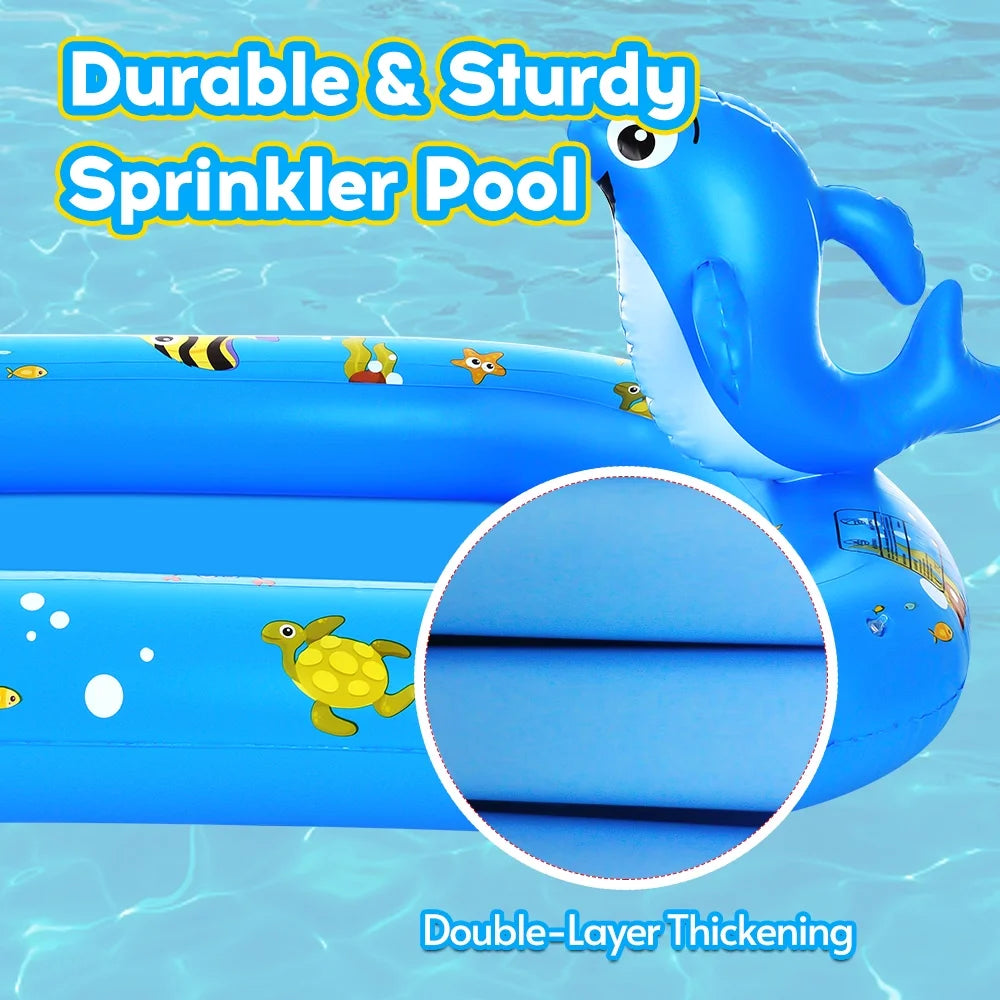 Dolphin Inflatable Sprinkler Pool 67 * 40in Q978