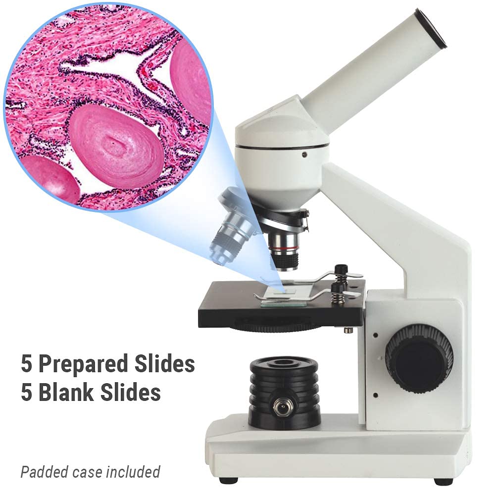 40X-1000X Biological Compound Microscope with Prepared and Blank Slides E115235