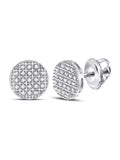 10kt White Gold Mens Diamond Circle Cluster Earrings 1/6 Cttw R576