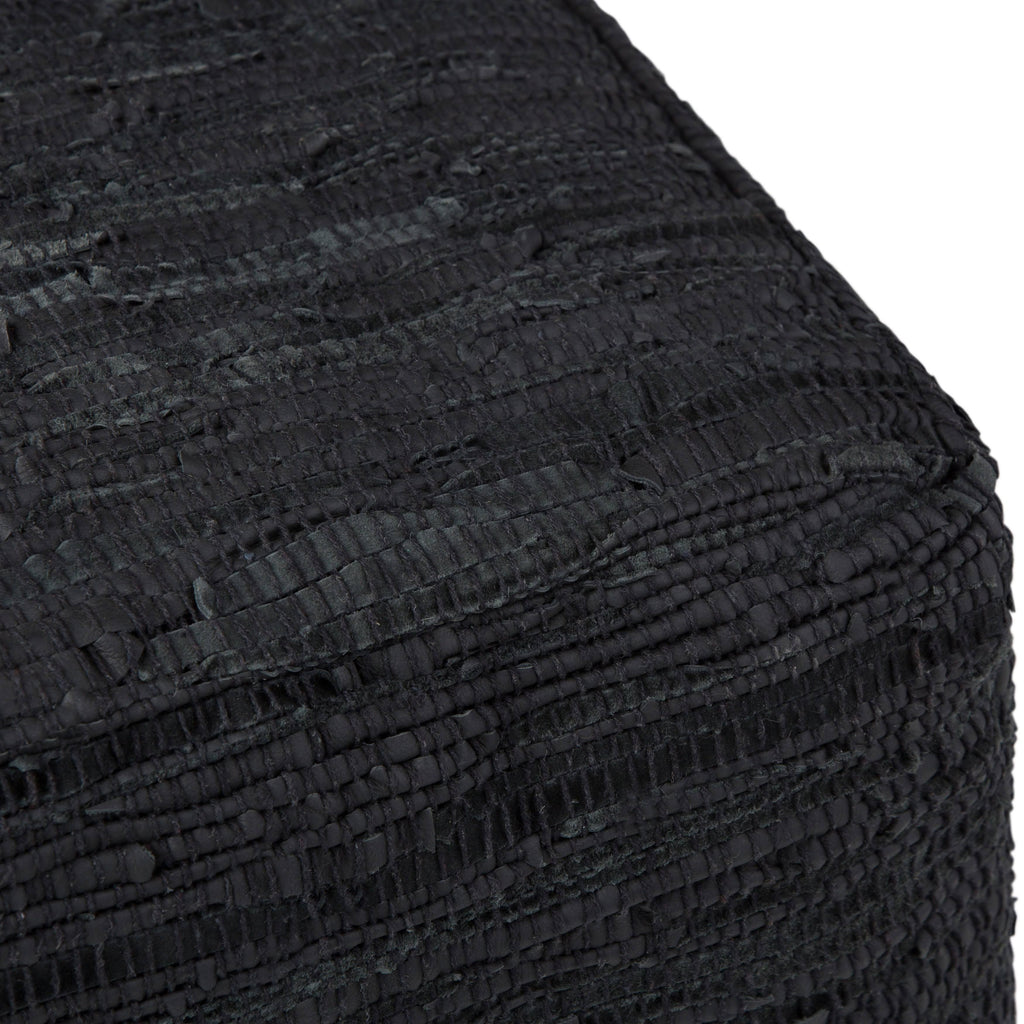 Genuine Leather Square Pouf - Grey G6956