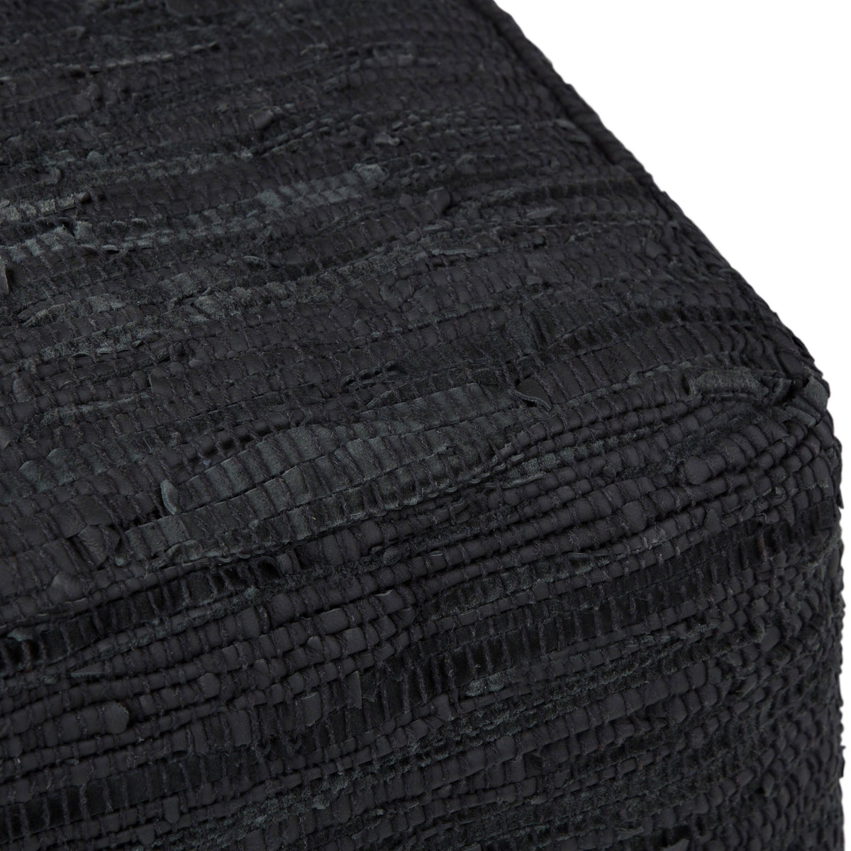 Genuine Leather Square Pouf - Grey G6956