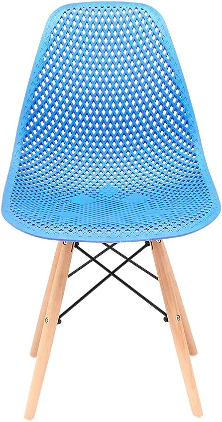 Blue Plastic Shell Side Chair with Beech Wood Legs, set of 2 V50168