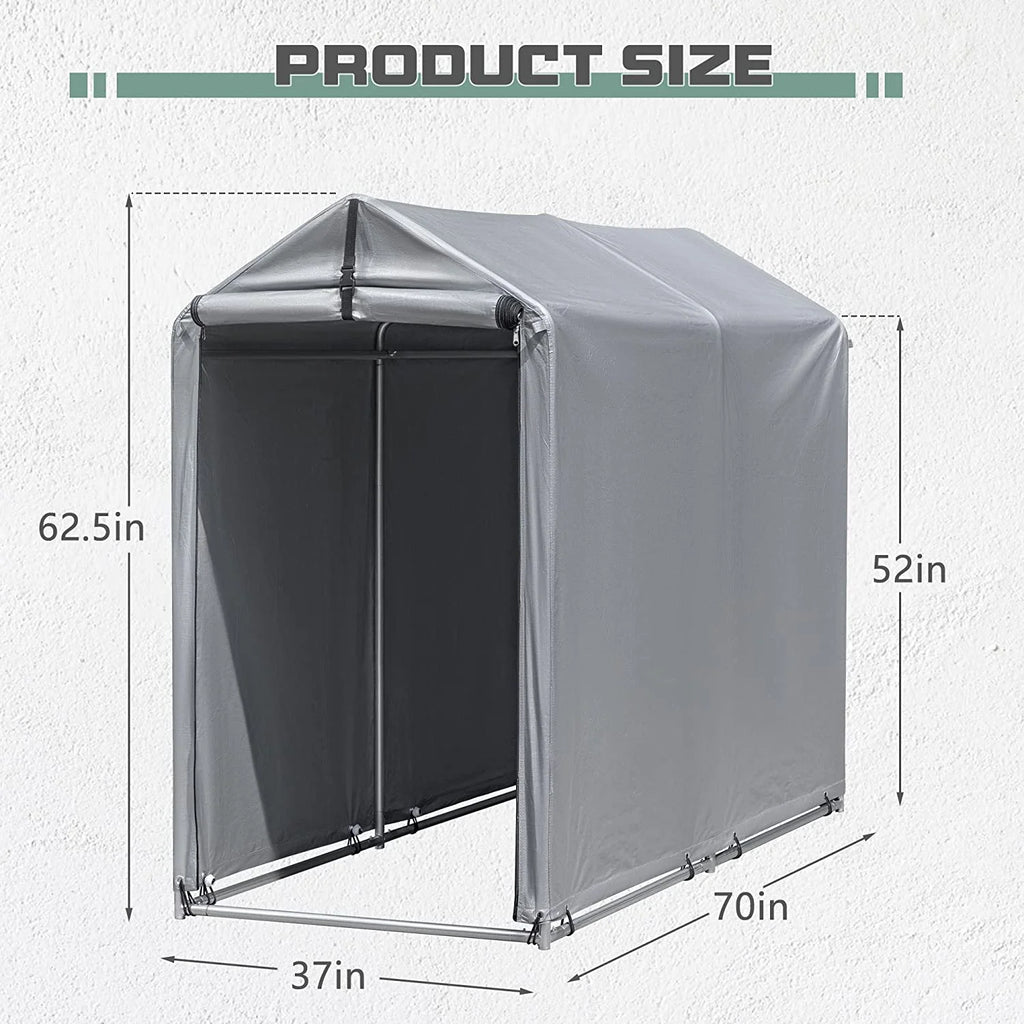 6' x 3' Metal Frame Waterproof Carport Shelter with Rollup & Zipper Door E978