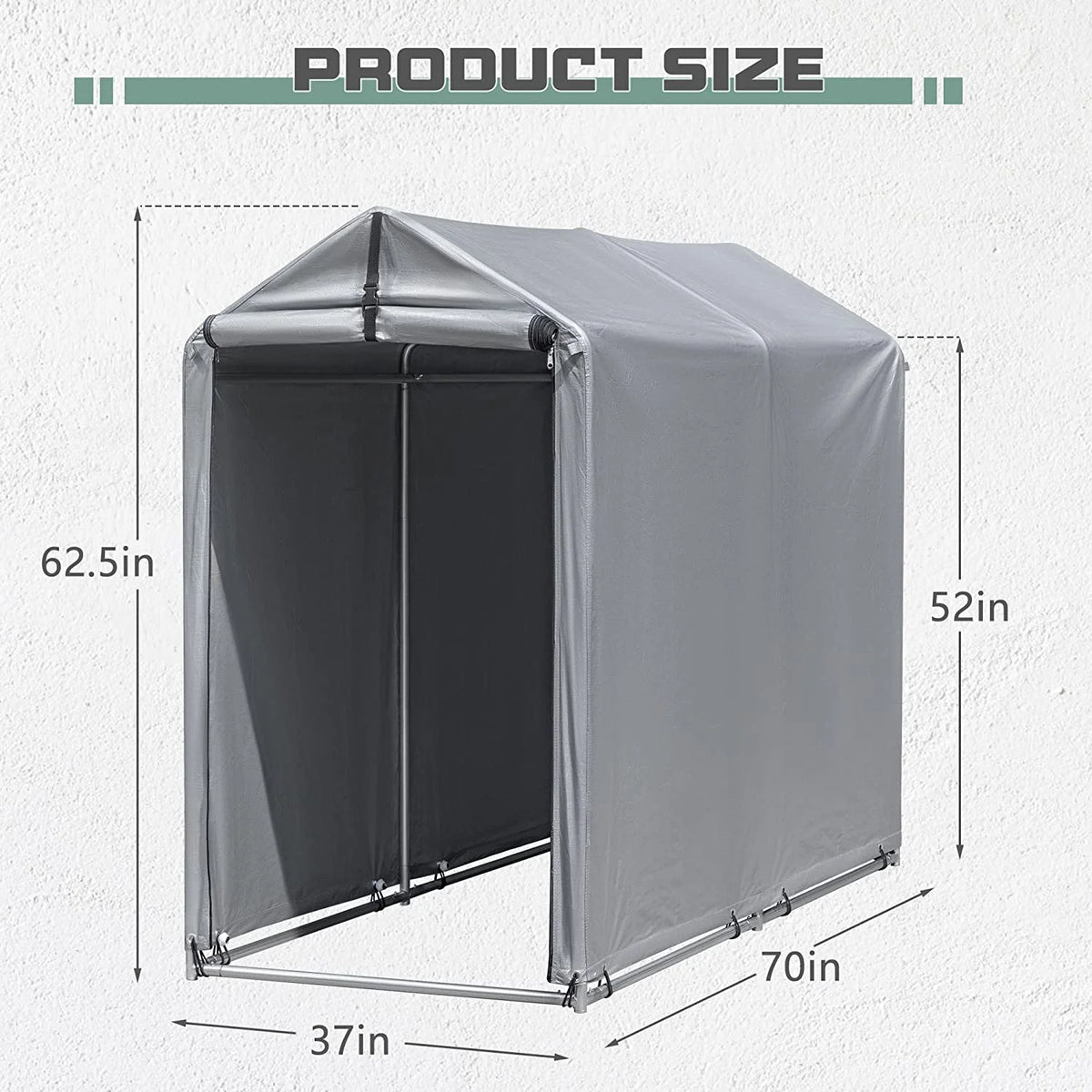 6' x 3' Metal Frame Waterproof Carport Shelter with Rollup & Zipper Door E978