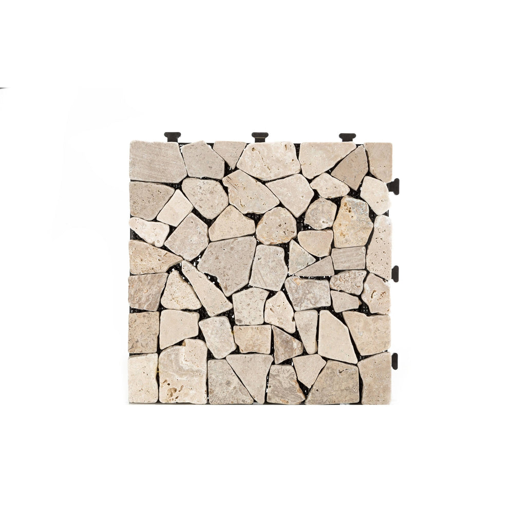 Natural Travertine Stone White Deck Tile, 6 PC Set A77881