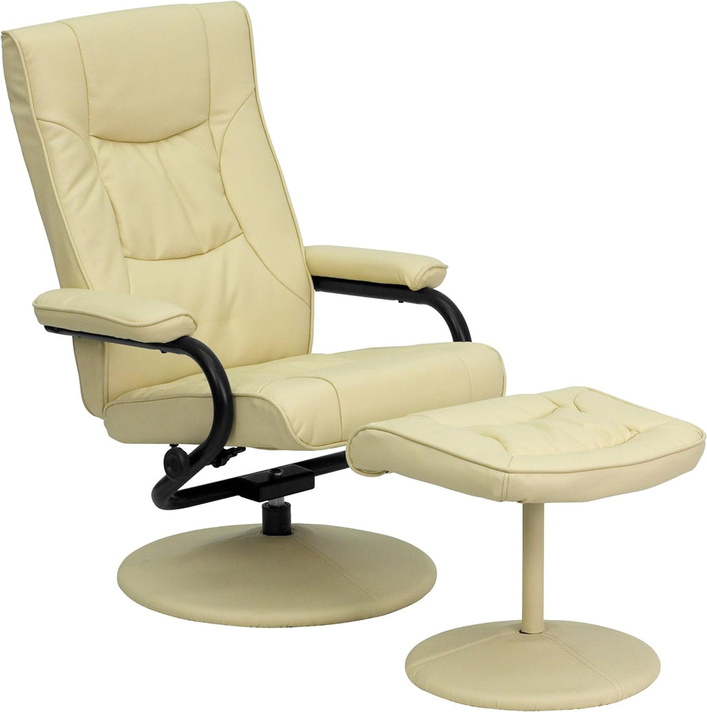 Cream Leathersoft Recliner/Ottoman H1179