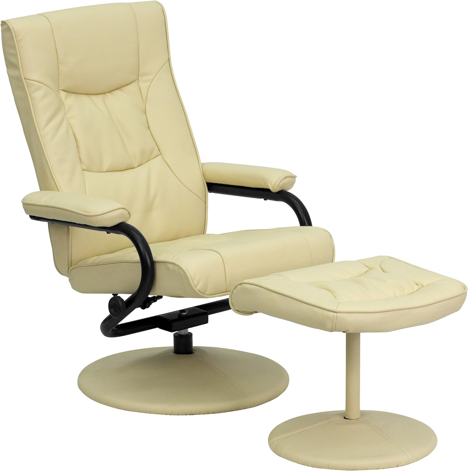 Cream Leathersoft Recliner/Ottoman H1179